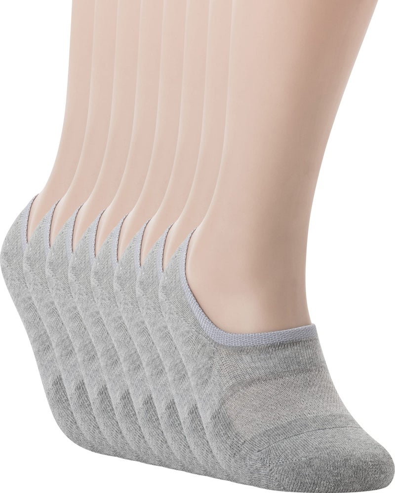 Pro Mountain No Show Socks Women Wide Toe Box For Health Y Heel Forefoot Size S Grey 8 Pack Cotton Cushion Footies Loafer Sneakers US Shoe 6-8 - Image 1